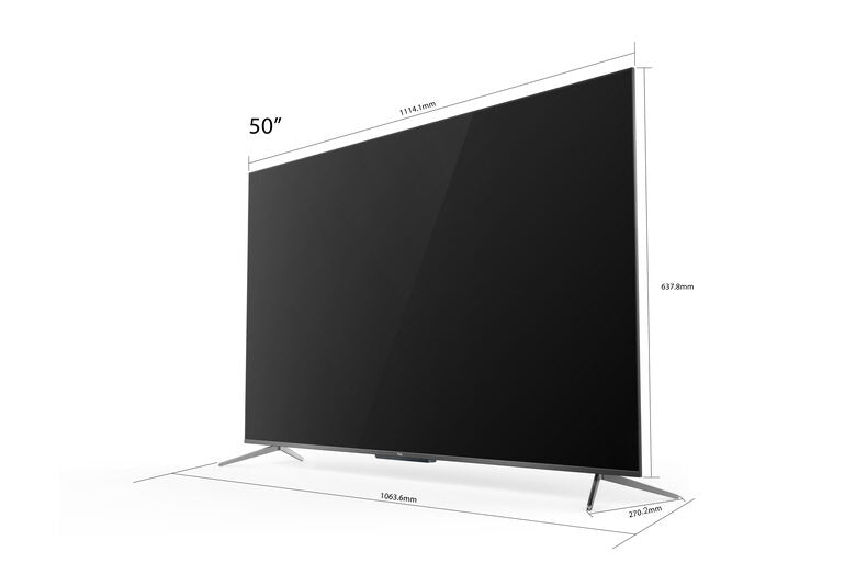 TCL 50C715 50 pollici QLED TV, 4K Ultra HD, Smart TV con sistema Android 9.0 (HDR 10+, Micro dimming, Dolby Vision-Atmos), Controllo Vocale Hands-Free, Design ultra sottile in alluminio e se