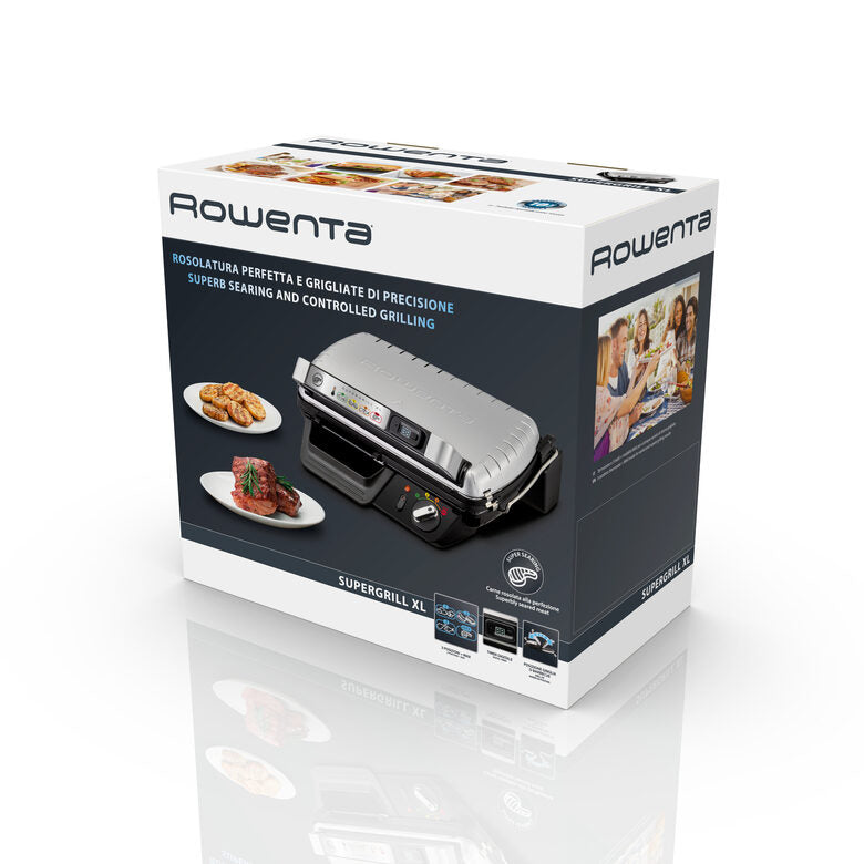 Rowenta GR461B SuperGrill XL, 2 Posizioni di Cottura, Termostato regolabile, Facile da pulire