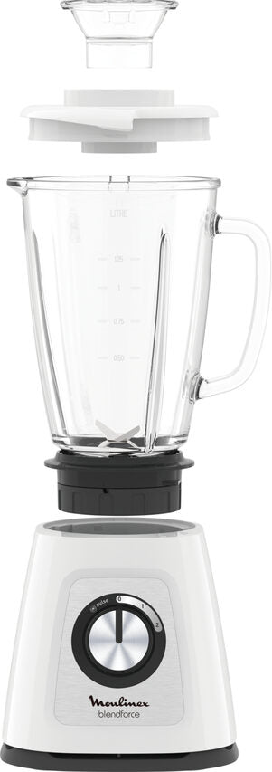 Moulinex LM4351 BlendForce 2, Frullatore, Tecnologia Powelix, Lame affilate, Vaso Termoresistente 1.7 L, Sistema di Raffreddamento, Sistema Smart Lock, 800 W