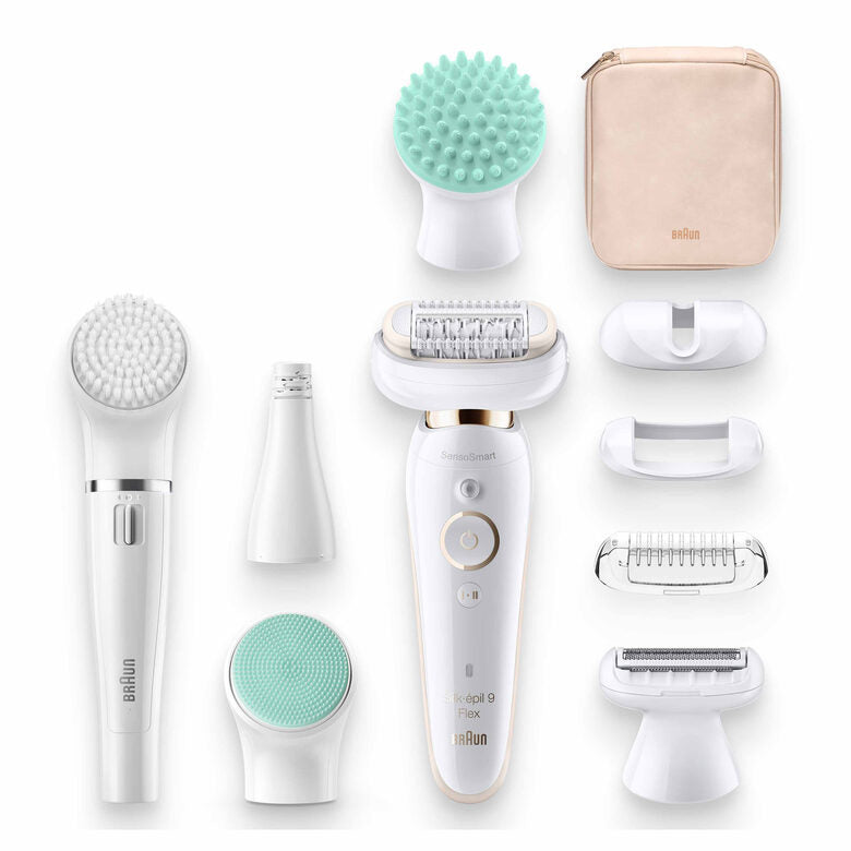 Braun Silk-épil 9 Flex 9-300 Beauty Set - Epilatore Elettrico Donna Bianco/Oro Con Testina Flessibile Per Un’Epilazione Più Facile