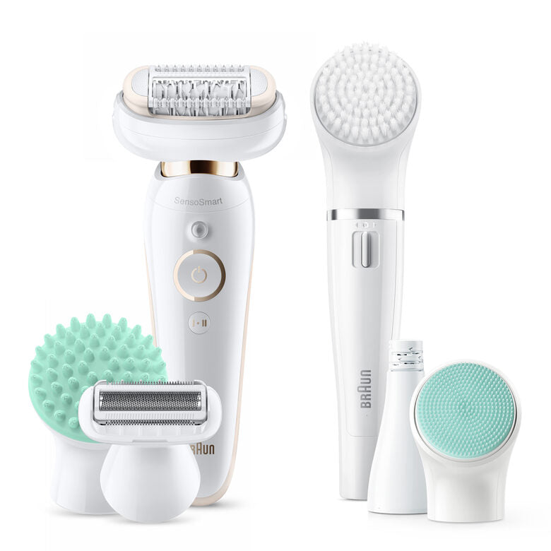 Braun Silk-épil 9 Flex 9-300 Beauty Set - Epilatore Elettrico Donna Bianco/Oro Con Testina Flessibile Per Un’Epilazione Più Facile