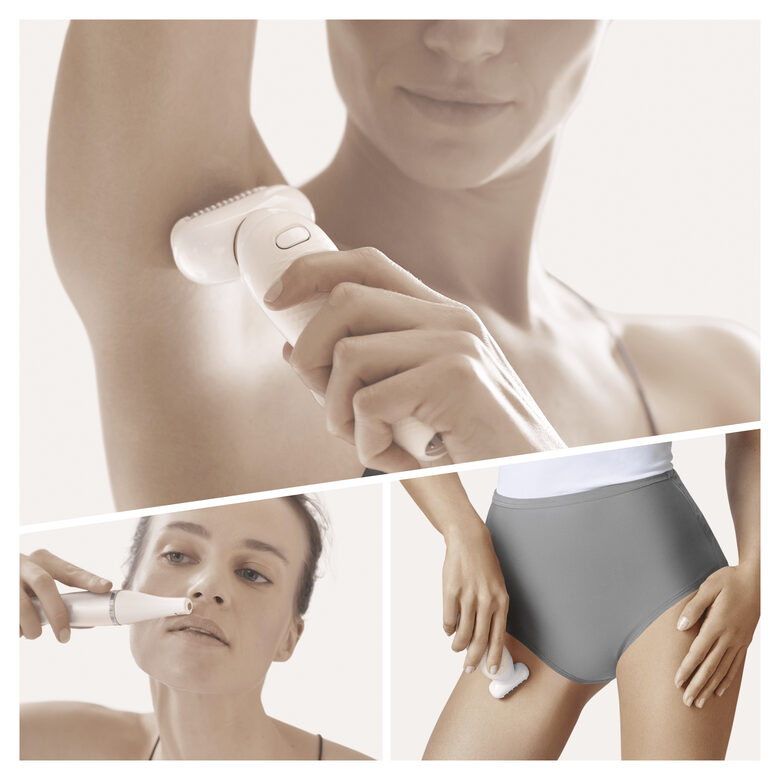 Braun Silk-épil 9 Flex 9-300 Beauty Set - Epilatore Elettrico Donna Bianco/Oro Con Testina Flessibile Per Un’Epilazione Più Facile