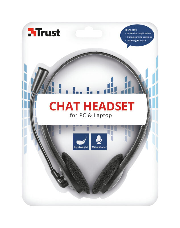 Trust Chat Headset Auricolare Cablato A Padiglione Musica e Chiamate Nero