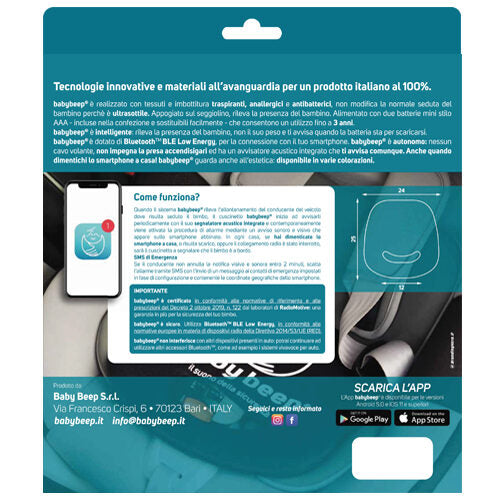 Baby Beep BBAM1 accessorio per seggiolini auto Dispositivo smart pad antiabbandono per seggiolini