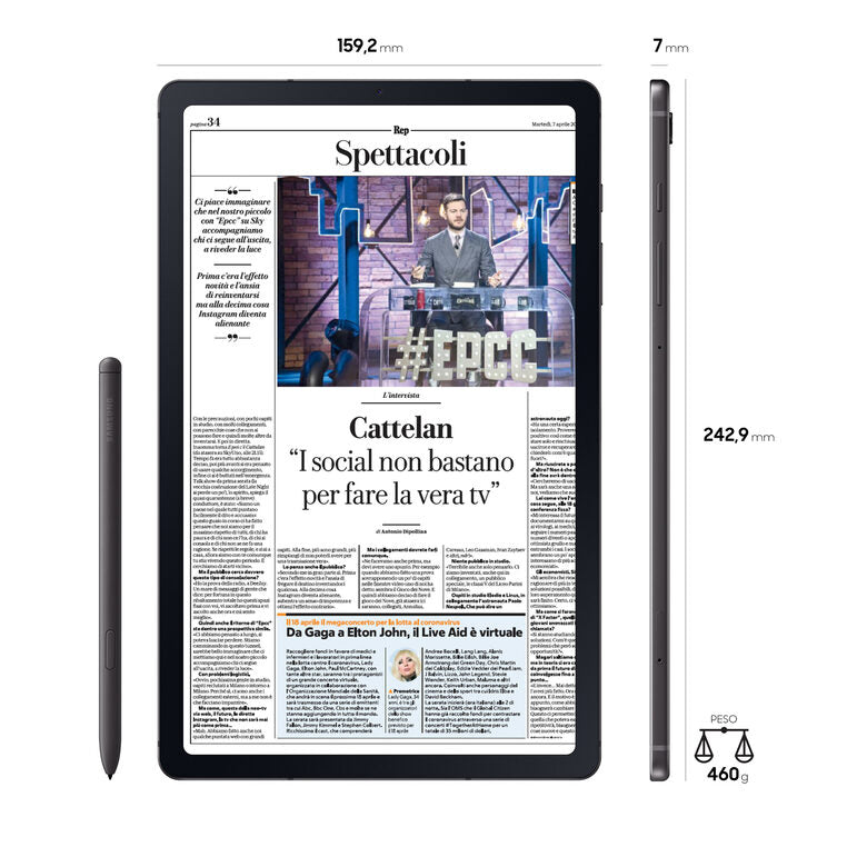 Samsung Galaxy Tab S6 Lite , Grey, 10.4, Wi-Fi 5 (802.11ac)/LTE, 64GB