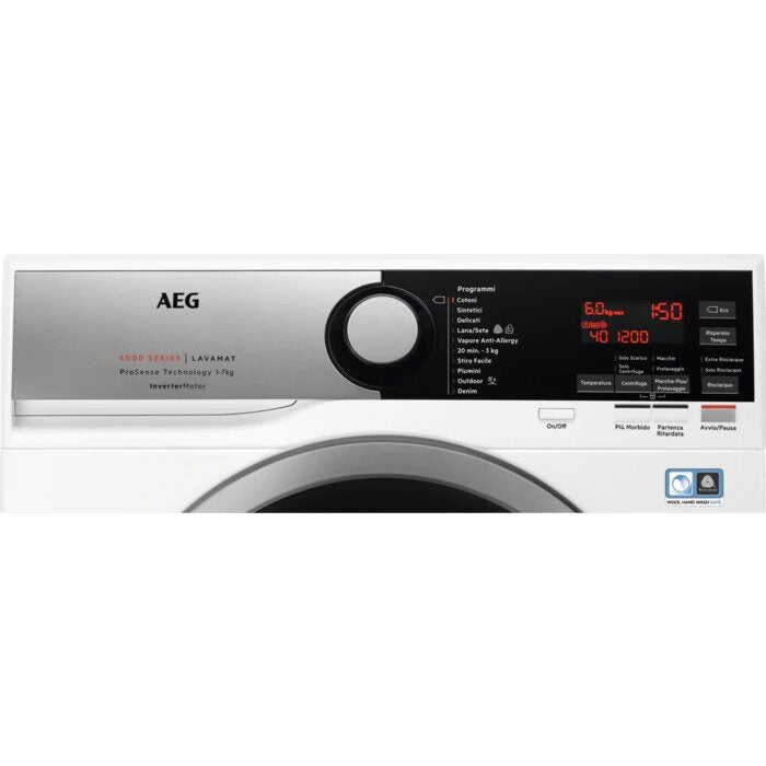 AEG L6SE62W lavatrice Caricamento frontale 6 kg 1200 Giri/min D Nero, Argento, Bianco