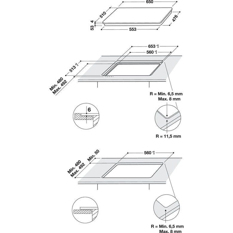 Whirlpool SMO 658C/NE piano cottura Nero Da incasso Piano cottura a induzione 4 Fornello(i)