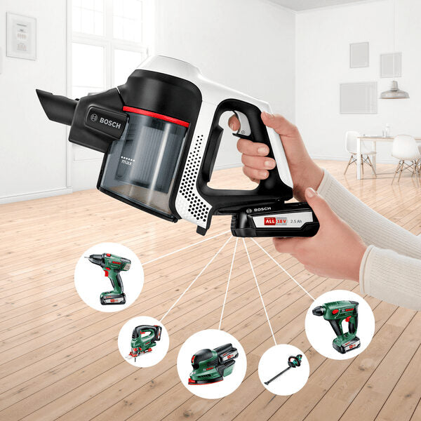 Bosch Serie 6 BCS61113 scopa elettrica Aspirapolvere a bastone 2 in 1 Batteria Secco Senza sacchetto Bianco