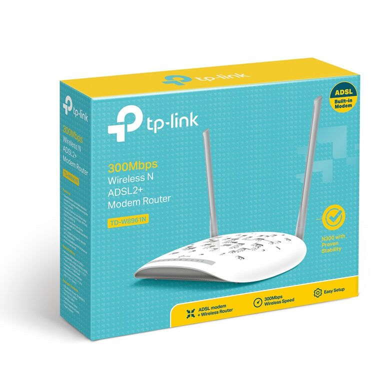 TP-LINK TD-W8961N router wireless Fast Ethernet Banda singola (2.4 GHz) Grigio, Bianco