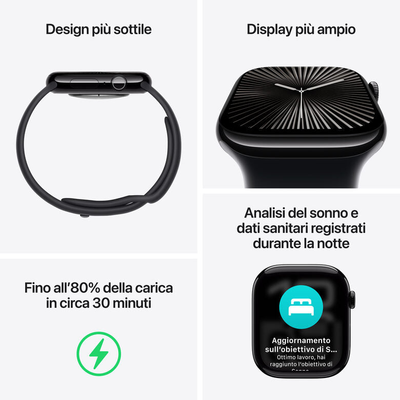 Apple Watch Series 10 Serie 10 GPS + Cellular 42mm Cassa in Alluminio color Jet Black con Sport Loop