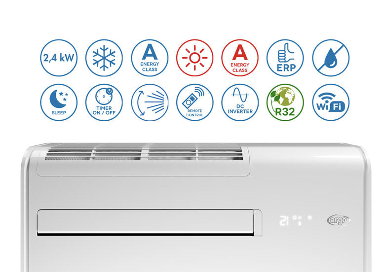 ArgoClima Apollo 12HP Condizionatore Fisso, Senza Bisogno Di Unità Esterna, Dc Inverter, 29 dB, Bianco