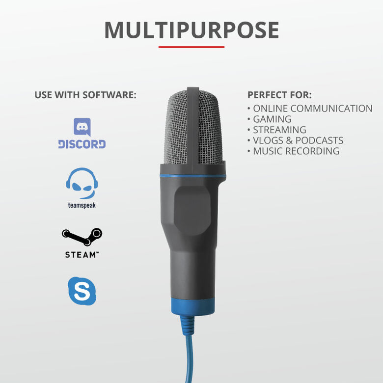 Trust Mico Nero, Blu Microfono per PC