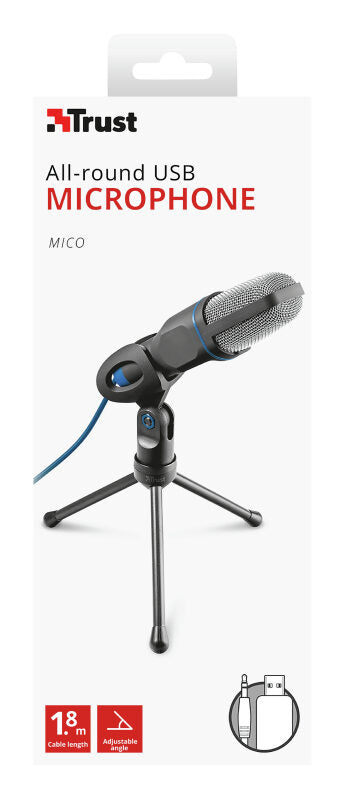 Trust Mico Nero, Blu Microfono per PC