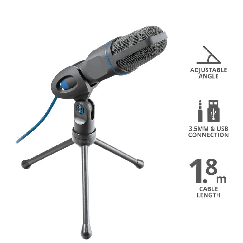 Trust Mico Nero, Blu Microfono per PC