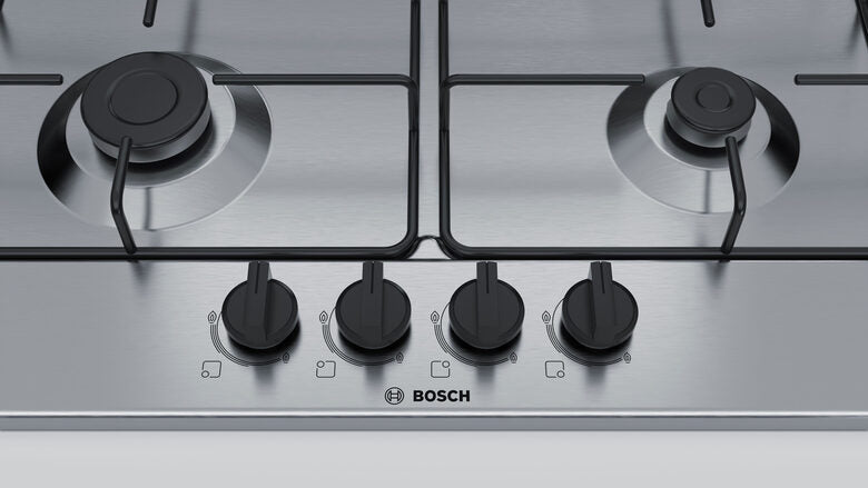 Bosch Serie 4 PGP6B5B85 piano cottura Acciaio inossidabile Da incasso 58 cm Gas 4 Fornello(i)