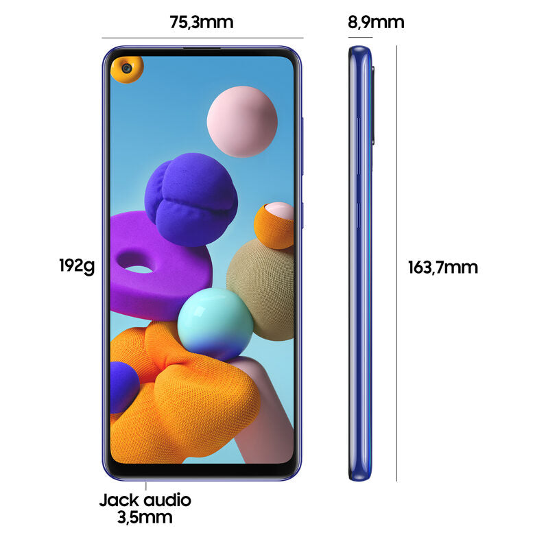 Samsung Galaxy A21s SM-A217F/DSN 16,5 cm (6.5") Doppia SIM Android 10.0 4G USB tipo-C 3 GB 32 GB 5000 mAh Blu