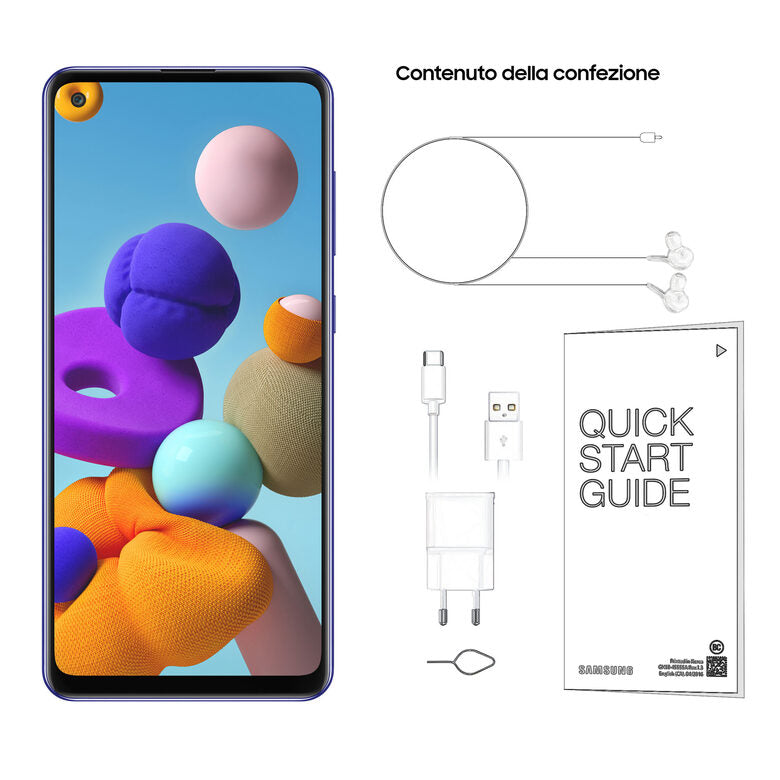 Samsung Galaxy A21s SM-A217F/DSN 16,5 cm (6.5") Doppia SIM Android 10.0 4G USB tipo-C 3 GB 32 GB 5000 mAh Blu