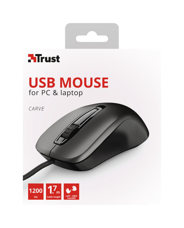 Trust Carve mouse Ambidestro USB tipo A Ottico 1200 DPI