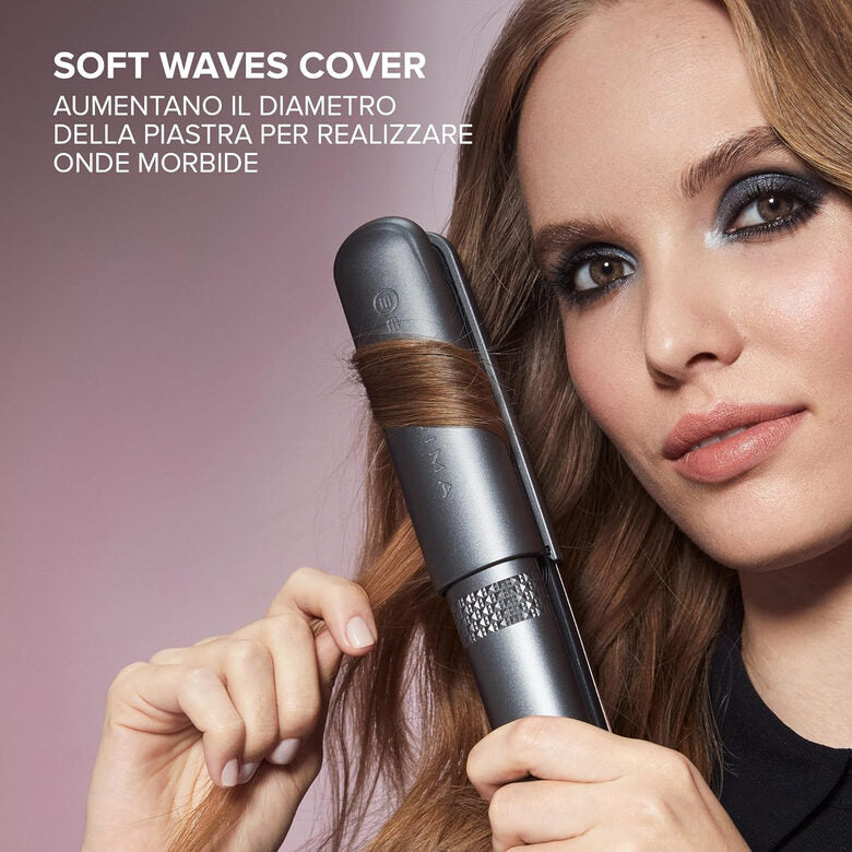 Bellissima Imetec Creativity Multistyle, Piastra per capelli Lisci o Mossi, Rivestimento ceramica, Particelle Diamante, Cheratina, Piastre Flessibili e Calde Anche Esternamente, 5 temperatur