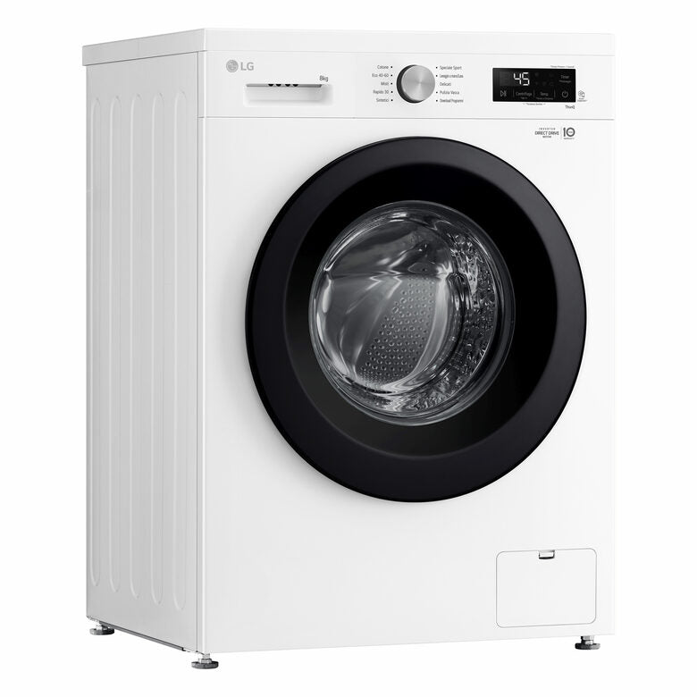 LG F4NX1008NWK Serie X1 Lavatrice Smart A Libera Installazione 8 Kg, 1400 Giri, Allergy Care, Direct Drive, Wi-Fi, Sistema 6 Motion, Classe A, Bianco