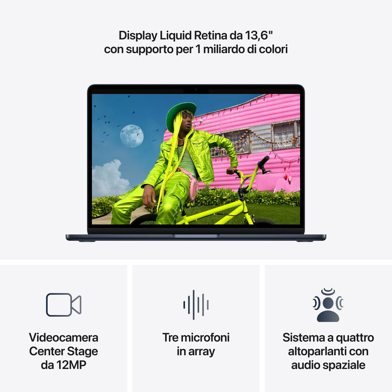 Apple MacBook Air 13" M5 chip 10‑core CPU 8‑core GPU, 16GB, 512GB SSD - Mezzanotte