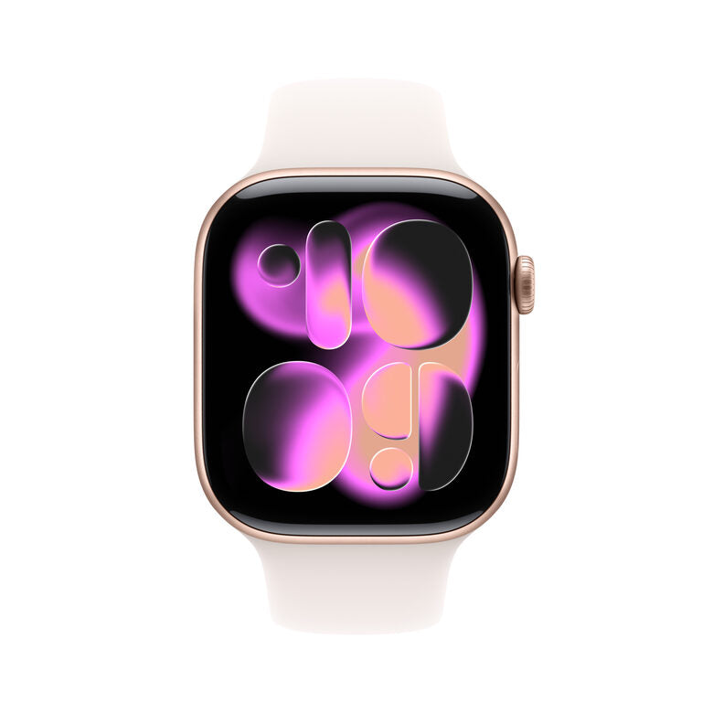 Apple Watch Series 11 GPS 46mm Smartwatch Cassa Alluminio Oro Rosa con Band Rosa Fard - M/L