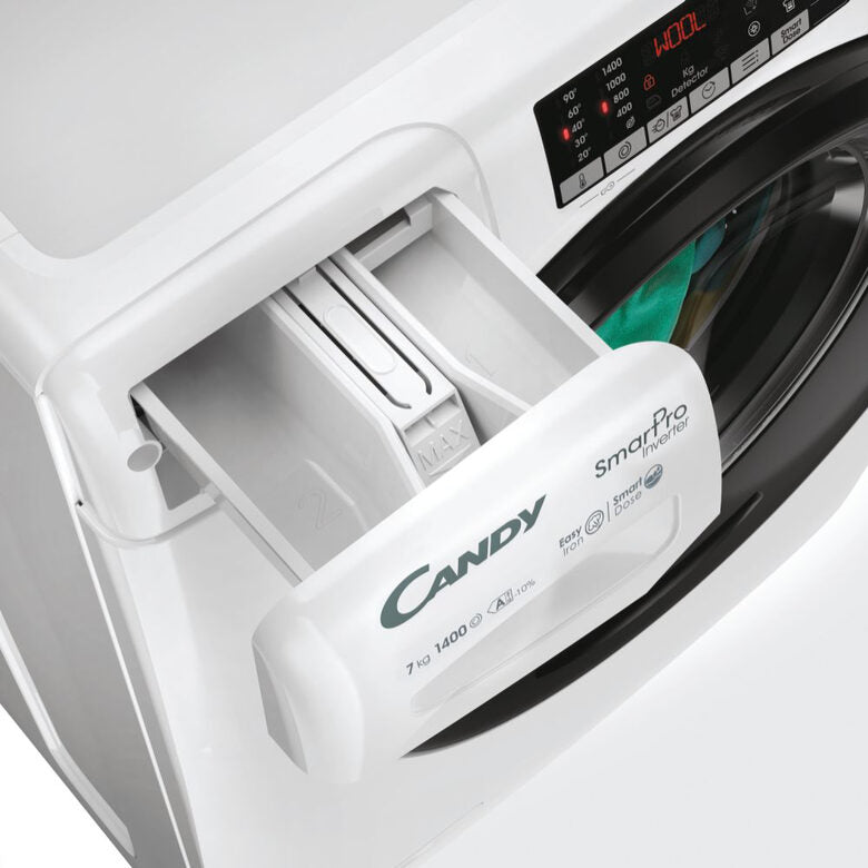 Candy CSO4474TWMB6/1-S Lavatrice A Libera Installazione 7 Kg, 1400 Giri, Smart Pro Inverter, Snap&Wash, Quick&Clean, Classe A, Bianco