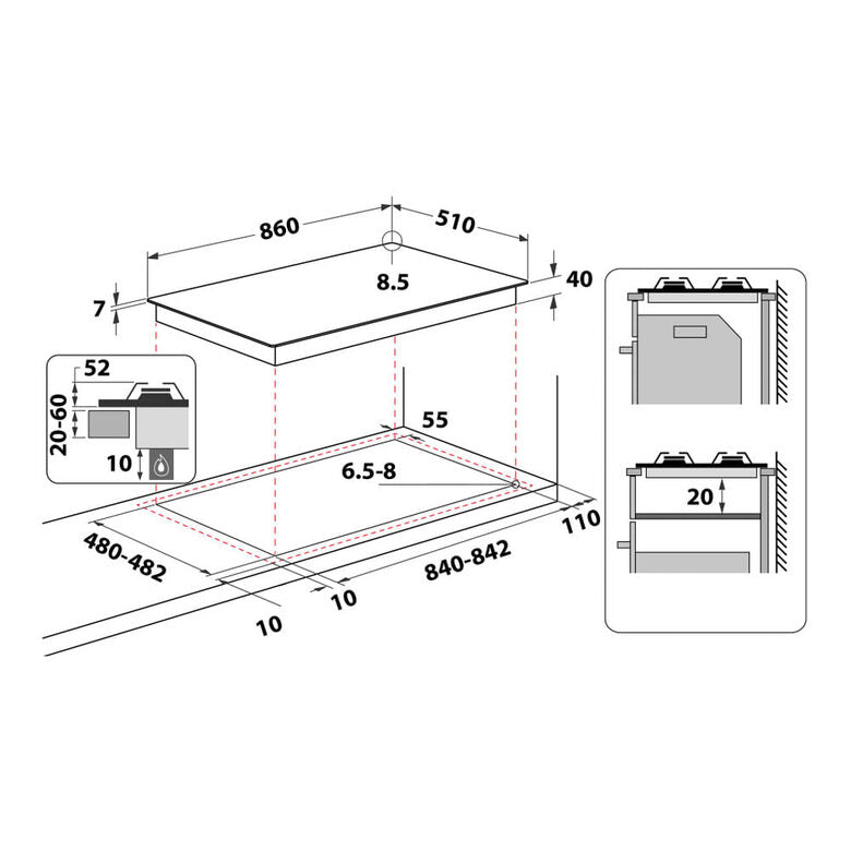 Whirlpool Piano cottura a gas - GMAL 9522/IXL