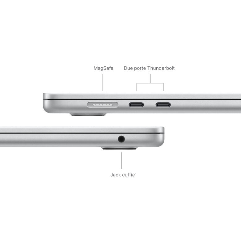 Apple MacBook Air 15": Chip M3 con CPU 8-core e GPU 10-core, 512GB SSD - Argento