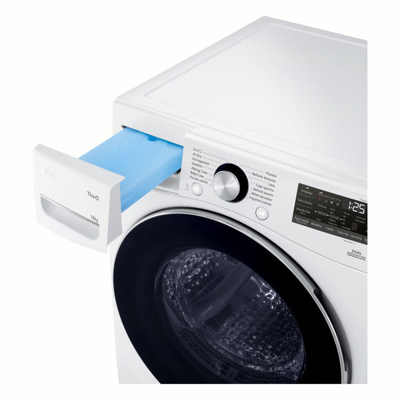 LG RH18U8AVCW Asciugatrice A Libera Installazione 18 Kg, Pompa Di Calore, Dual Inverter, Motore Direct Drive, AI Dry, Wi-Fi, Classe D, Bianca