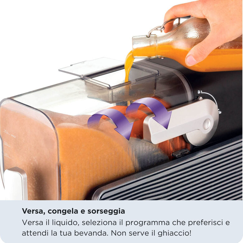 Ariete 655 MySlush & IceCream, Macchina per granite, gelati e frozen drink, Serbatoio 2,6L, 30-60 minuti di preparazione, 6 programmi automatici, Senza ghiaccio