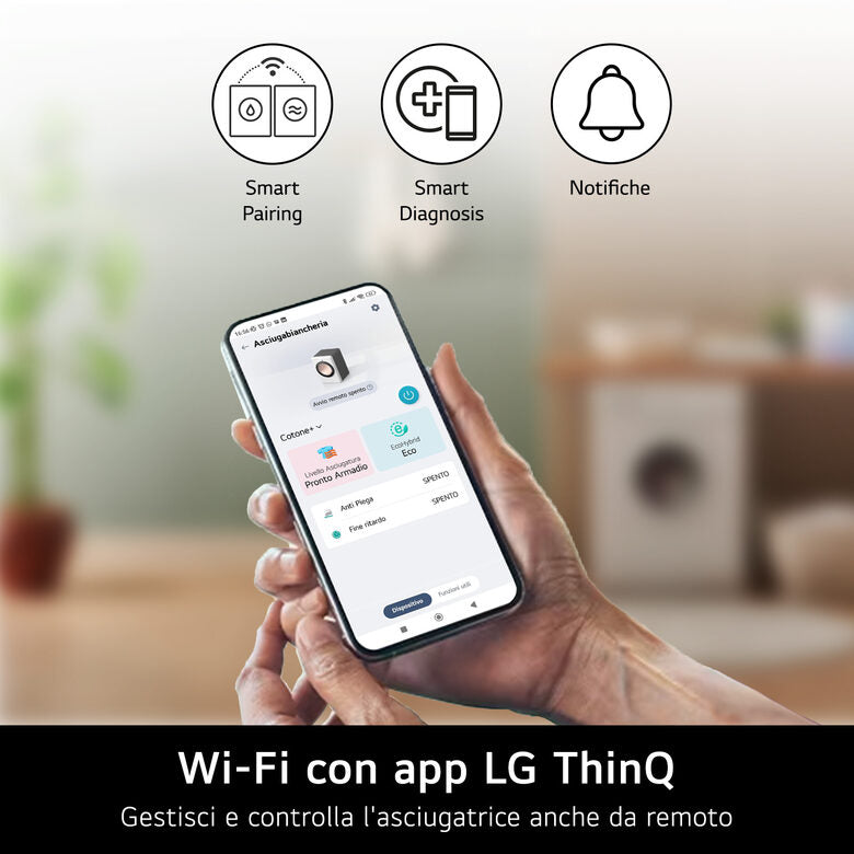 LG RH18U8AVCW Asciugatrice A Libera Installazione 18 Kg, Pompa Di Calore, Dual Inverter, Motore Direct Drive, AI Dry, Wi-Fi, Classe D, Bianca