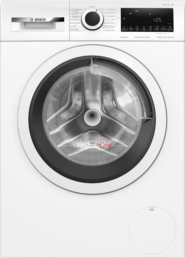 Bosch WNA144V0IT Serie 4 Lavasciuga A Libera Installazione 9/5 Kg, 1400 Giri, AutoDry, Iron Assist, Ecosilence Drive™, Classe E, Bianco