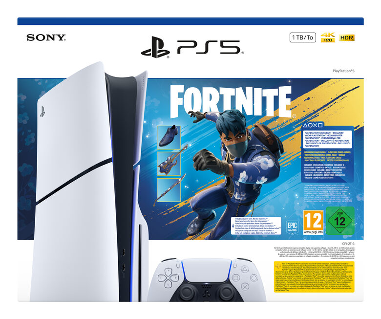 Sony PlayStation 5 - Fortnite Flowering Chaos Bundle 1 TB Wi-Fi Nero, Bianco