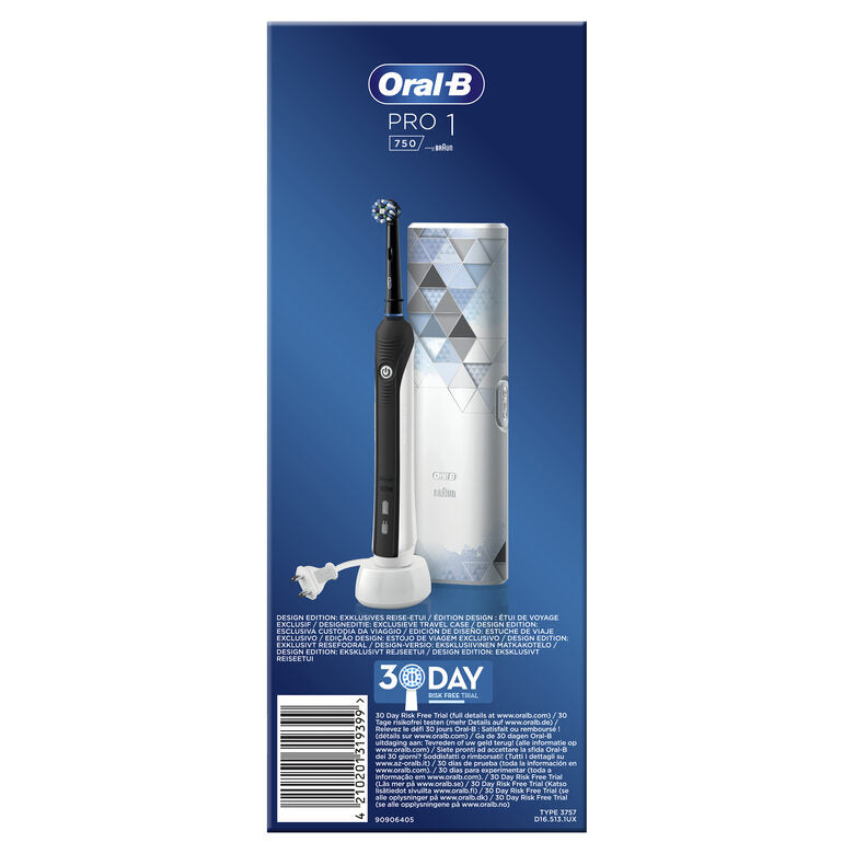 Oral-B PRO 1-750 Spazzolino Elettrico Ricaricabile Di Braun, 1 Testina, 1 Custodia Da Viaggio In Regalo