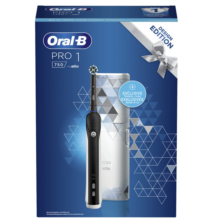 Oral-B PRO 1-750 Spazzolino Elettrico Ricaricabile Di Braun, 1 Testina, 1 Custodia Da Viaggio In Regalo