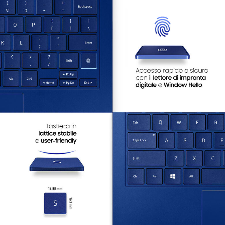 Samsung Galaxy Book Flex 13,3” Royal Blue Touch Screen S Pen Intel® Core™ i5 di decima generazione Windows 10 Home Wi-Fi 6 RAM 12GB Memoria 512GB Batteria 69,7Wh Lettore impronte digitali