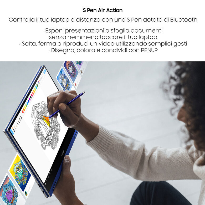 Samsung Galaxy Book Flex 13,3” Royal Blue Touch Screen S Pen Intel® Core™ i5 di decima generazione Windows 10 Home Wi-Fi 6 RAM 12GB Memoria 512GB Batteria 69,7Wh Lettore impronte digitali