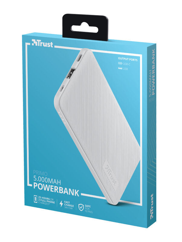 Trust Primo batteria portatile Ioni di Litio 5000 mAh Bianco