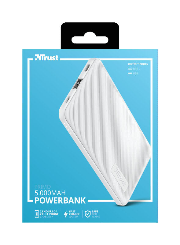 Trust Primo batteria portatile Ioni di Litio 5000 mAh Bianco