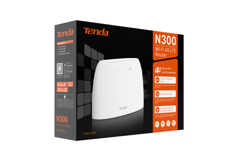 Tenda N300 router wireless Fast Ethernet Banda singola (2.4 GHz) 4G Bianco