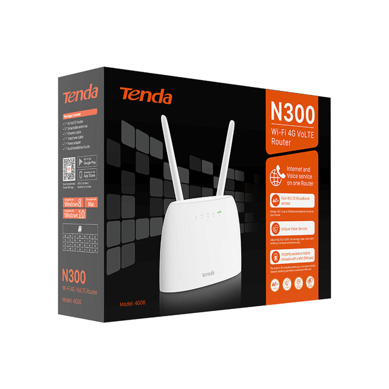 Tenda N300 router wireless Fast Ethernet Banda singola (2.4 GHz) 4G Bianco