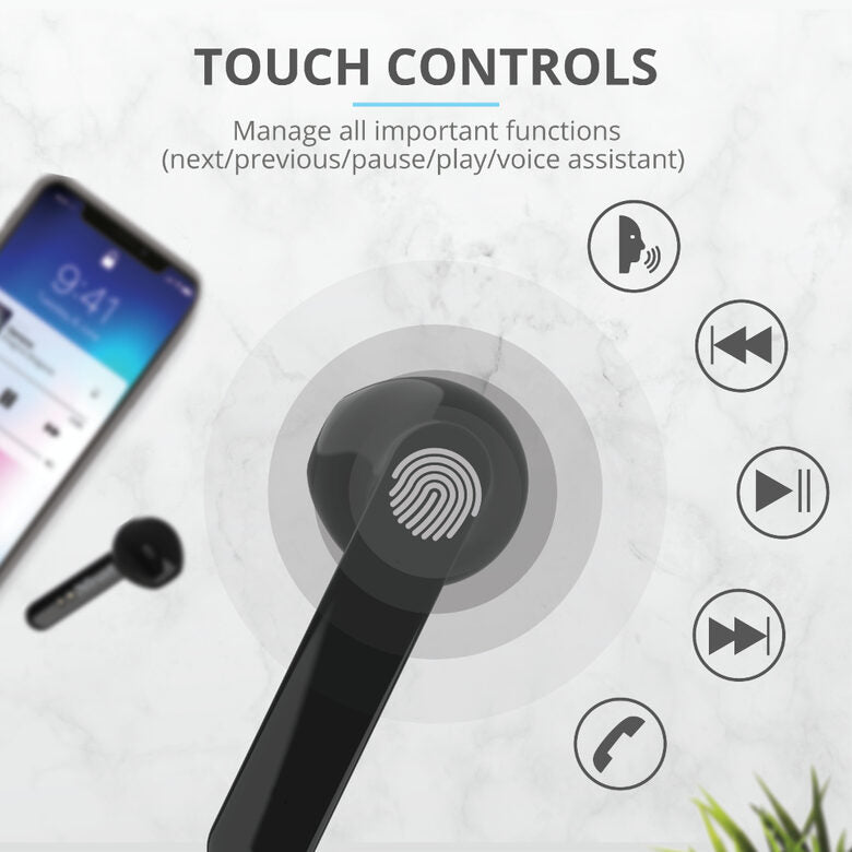 Trust Primo Auricolare Wireless In-ear Musica e Chiamate Bluetooth Nero