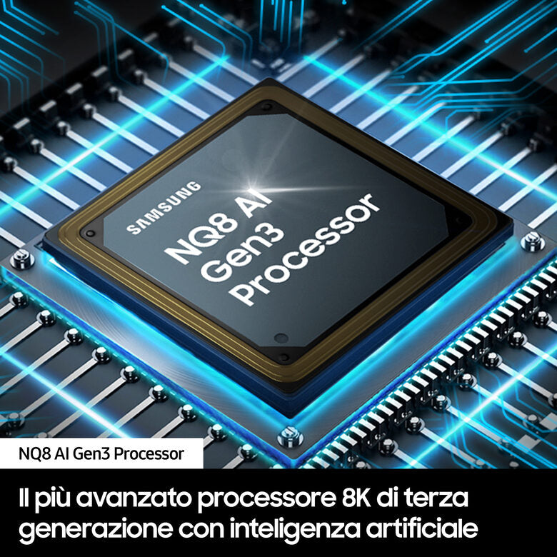 Samsung QE85QN900DTXZT Televisione Smart TV 85 Pollici Qled 8K Neo Graphite Black NQ8 AI GEN3 Processor 8K AI Upscaling Pro Infinity Air Design Dolby Atmos