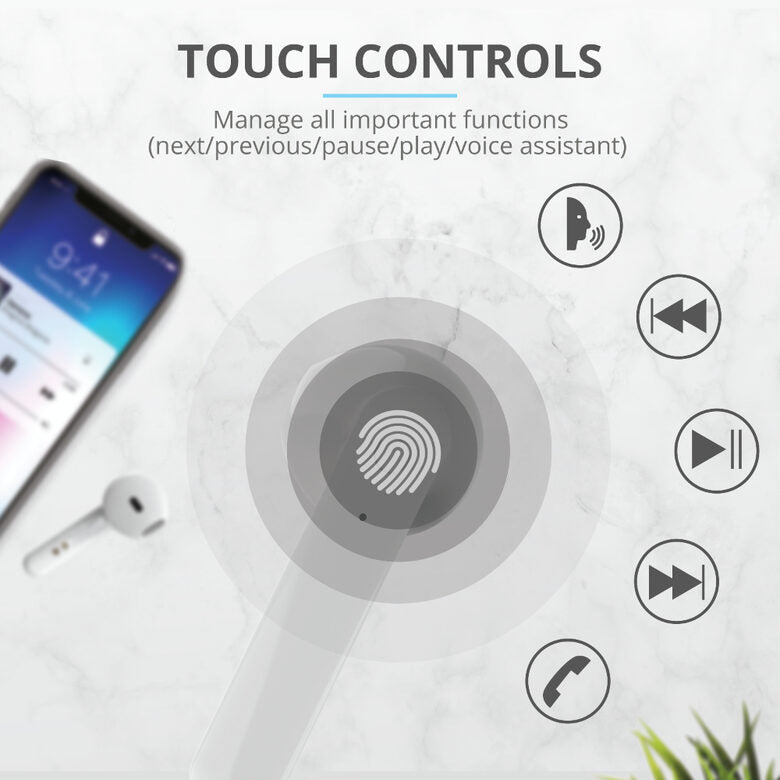 Trust Primo Auricolare Wireless In-ear Musica e Chiamate Bluetooth Bianco