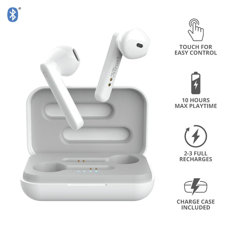 Trust Primo Auricolare Wireless In-ear Musica e Chiamate Bluetooth Bianco
