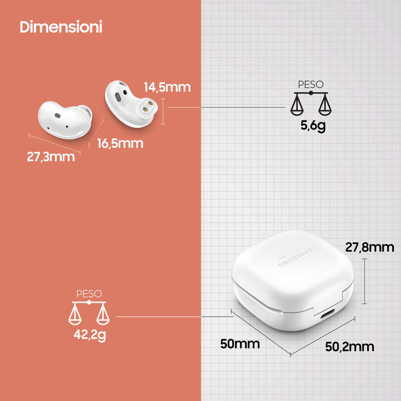 Samsung Galaxy Buds Live, Mystic White Auricolare Wireless In-ear Musica e Chiamate Bluetooth Bianco