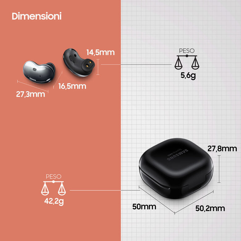 Samsung Galaxy Buds Live, Mystic Black Auricolare Wireless In-ear Musica e Chiamate Bluetooth Nero