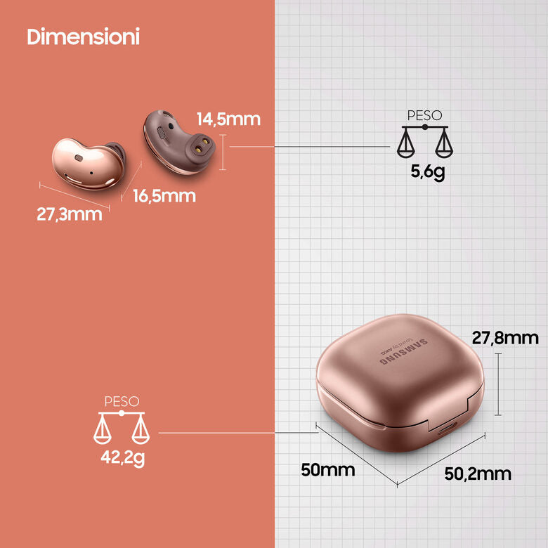Samsung Galaxy Buds Live, Mystic Bronze Auricolare Wireless In-ear Musica e Chiamate Bluetooth Bronzo