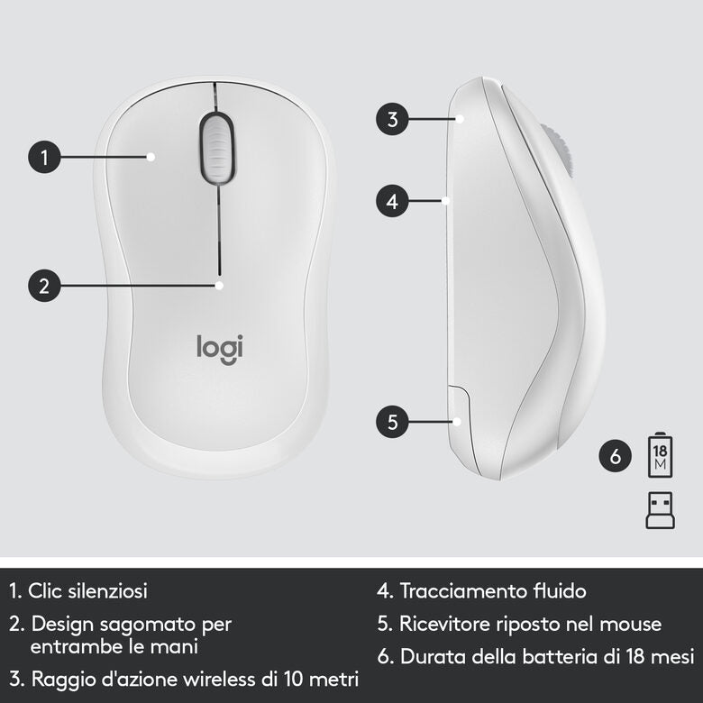 Logitech MK295 Kit Mouse e Tastiera Wireless – Tecnologia SilentTouch, Tastierino Numerico, Tasti Scelta Rapida, Tracciamento Ottico Avanzato, Ricevitore USB Nano, Senza Lag, Meno 90% di Rum